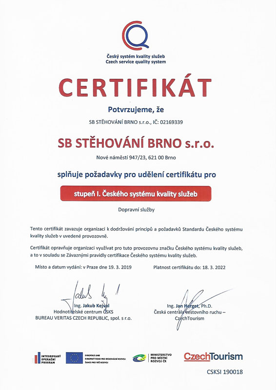 Certifikát kvality služeb