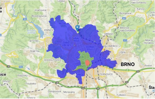 mapa zón parkování v Brně